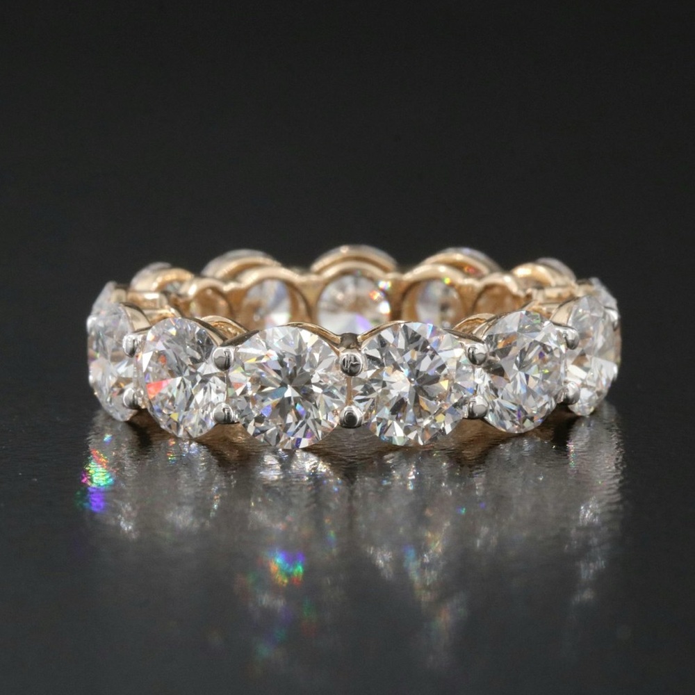 9.19 TCW Round Lab Diamond Full Eternity Band Size 7  E-F Color / VVS1